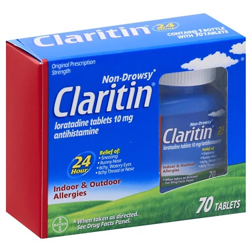 Image for Claritin Antihistamine, Original Prescription Strength, 10 mg, Non-Drowsy, Tablets,70ea from WELLNESS PHARMACY