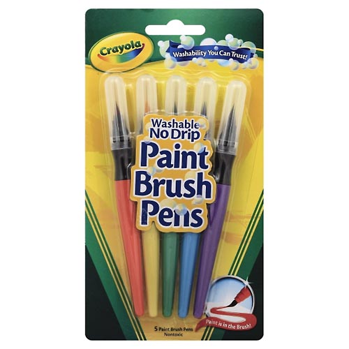 Image for Crayola Paint Brush Pens, No Drip, Washable,5ea from WELLNESS PHARMACY