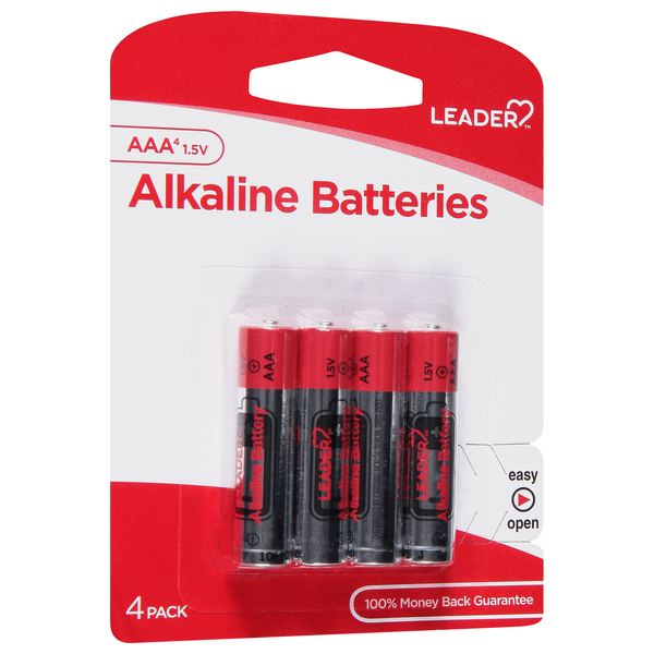 Image for Leader Batteries, Alkaline, AAA, 1.5V, 4 Pack, 4ea from WELLNESS PHARMACY