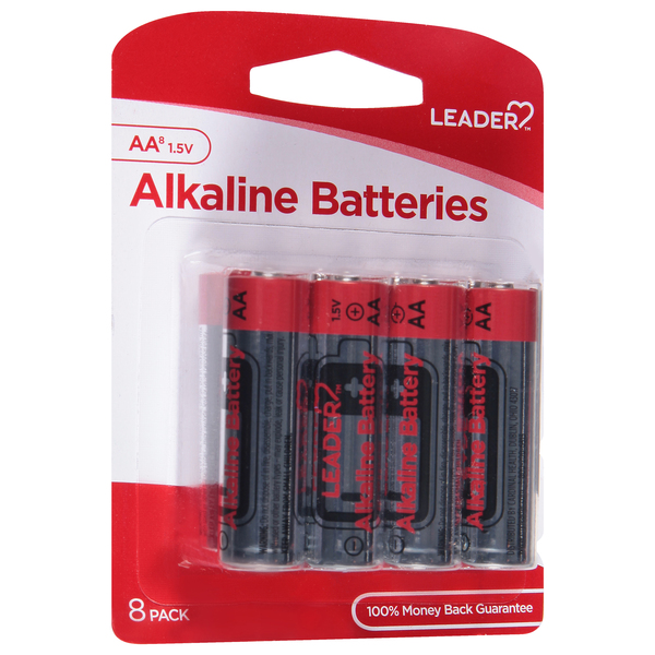 Image for Leader Batteries, Alkaline, AA, 1.5 Volt, 8 Pack, 8ea from WELLNESS PHARMACY