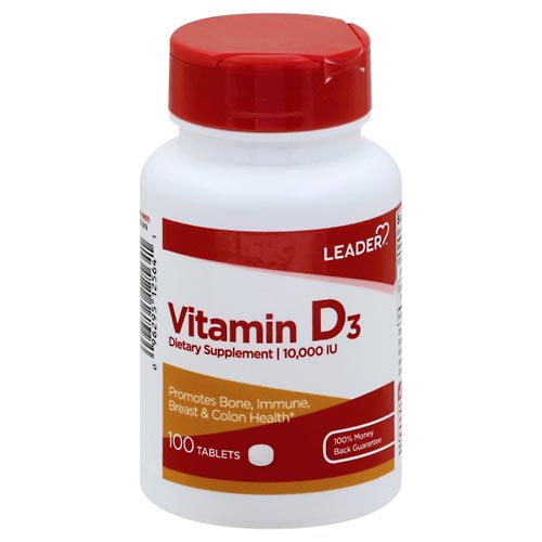 Image for Leader Vitamin D3, 10,000 IU, Tablets,100ea from WELLNESS PHARMACY
