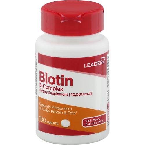 Image for Leader Biotin B-Complex, 10000 mcg, Tablets,100ea from WELLNESS PHARMACY