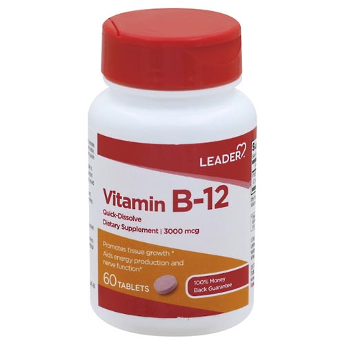 Image for Leader Vitamin B-12, 3000 mcg, Tablets,60ea from WELLNESS PHARMACY