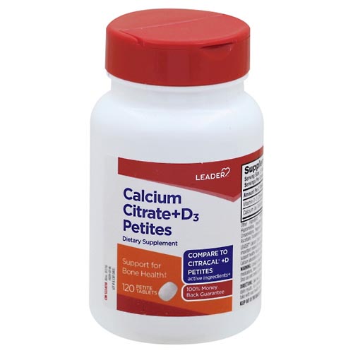 Image for Leader Calcium Citrate + D3 Petites, Petite Tablets,120ea from WELLNESS PHARMACY