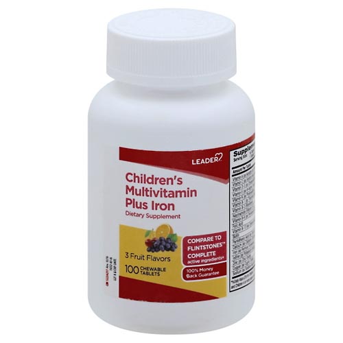 Image for Leader Children's Multivitamin, Plus Iron, 3 Fruit Flavors, Chewable Tablets,100ea from WELLNESS PHARMACY