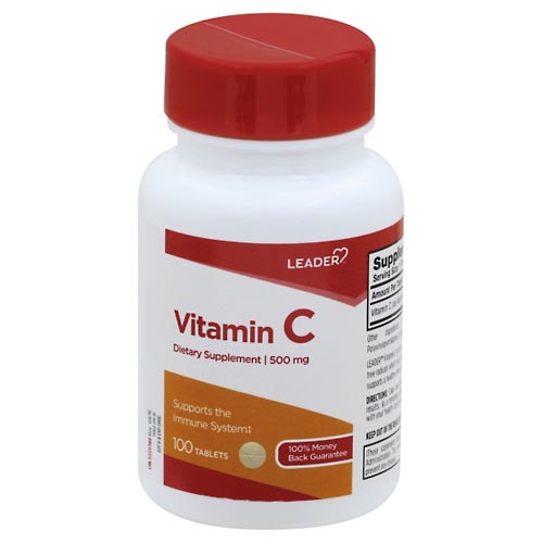 Image for Leader Vitamin C, 500 mg, Tablets,100ea from WELLNESS PHARMACY