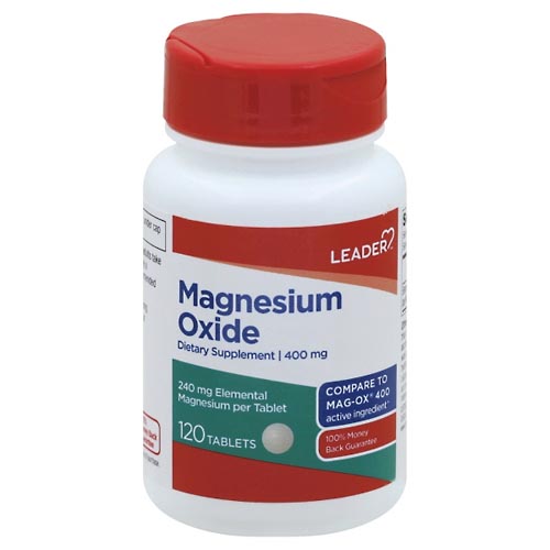 Image for Leader Magnesium Oxide, 400 mg, Tablets,120ea from WELLNESS PHARMACY