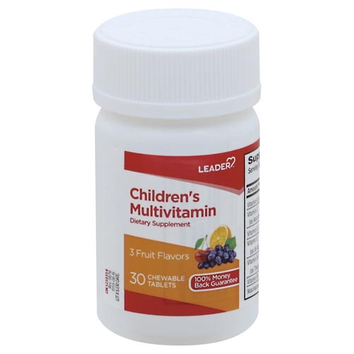 Image for Leader Children's Multivitamin, 3 Fruit Flavors, Chewable, Tablets,30ea from WELLNESS PHARMACY
