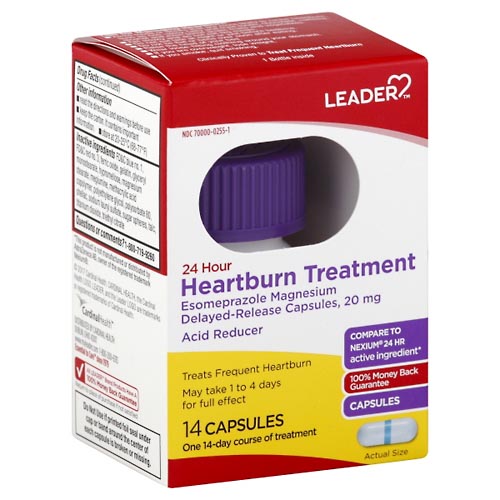 Image for Leader Heartburn Treatment, 24 Hour, Capsules,14ea from WELLNESS PHARMACY
