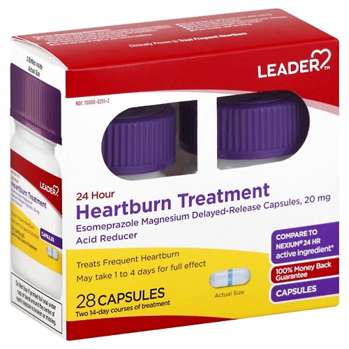 Image for Leader Heartburn Treatment, 24 Hour, Capsules,28ea from WELLNESS PHARMACY
