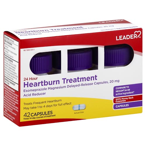 Image for Leader Heartburn Treatment, 24 Hour, Capsules,42ea from WELLNESS PHARMACY