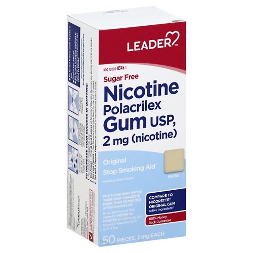 Image for Leader Nicotine Gum, Sugar Free, 2 mg, Original,50ea from WELLNESS PHARMACY
