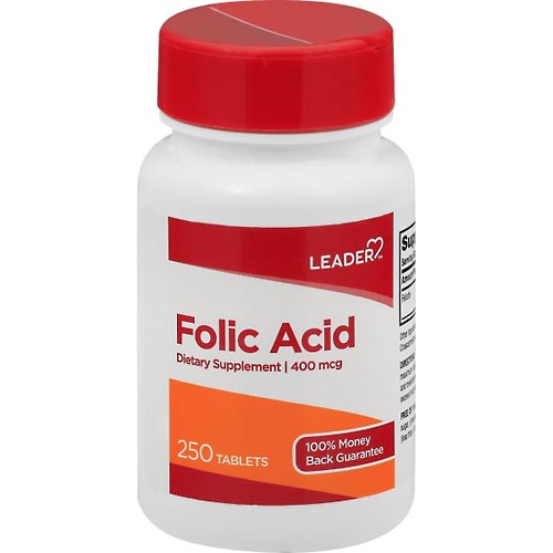 Image for Leader Folic Acid, 400 mcg, Tablets,250ea from WELLNESS PHARMACY