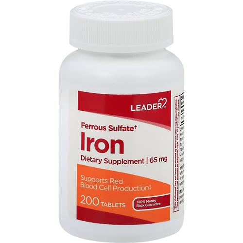 Image for Leader Iron, 65 mg, Tablets,200ea from WELLNESS PHARMACY