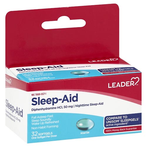 Image for Leader Sleep-Aid, Softgels,32ea from WELLNESS PHARMACY
