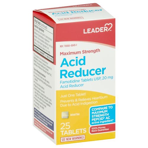 Image for Leader Acid Reducer, Maximum Strength, Tablets,25ea from WELLNESS PHARMACY