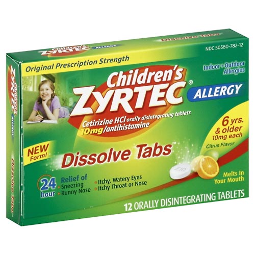 Image for Zyrtec Allergy, Original Prescription Strength, 10 mg, Dissolve Tabs, Citrus Flavor,12ea from WELLNESS PHARMACY