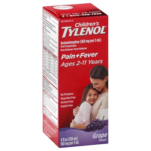 Image for Children's Tylenol Pain+Fever, Oral Suspension,, Grape Flavor,4oz from WELLNESS PHARMACY