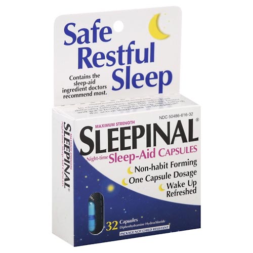 Image for Sleepinal Sleep-Aid, Night-Time, Maximum Strength, Capsules,32ea from WELLNESS PHARMACY
