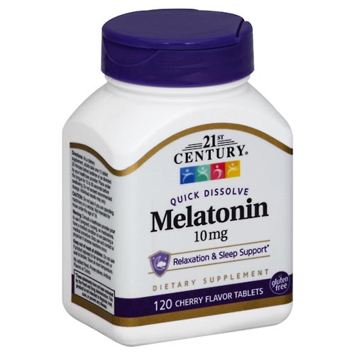 Image for 21st Century Melatonin, 10 mg, Quick Dissolve Tablets, Cherry Flavor,120ea from WELLNESS PHARMACY